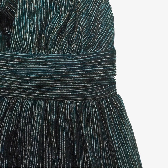 Lulus Ailey Gold and Teal Blue Skater Dress - Picture 4 of 6